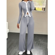 LW BASICS Casual Polyester Round Neck Patchwork Co