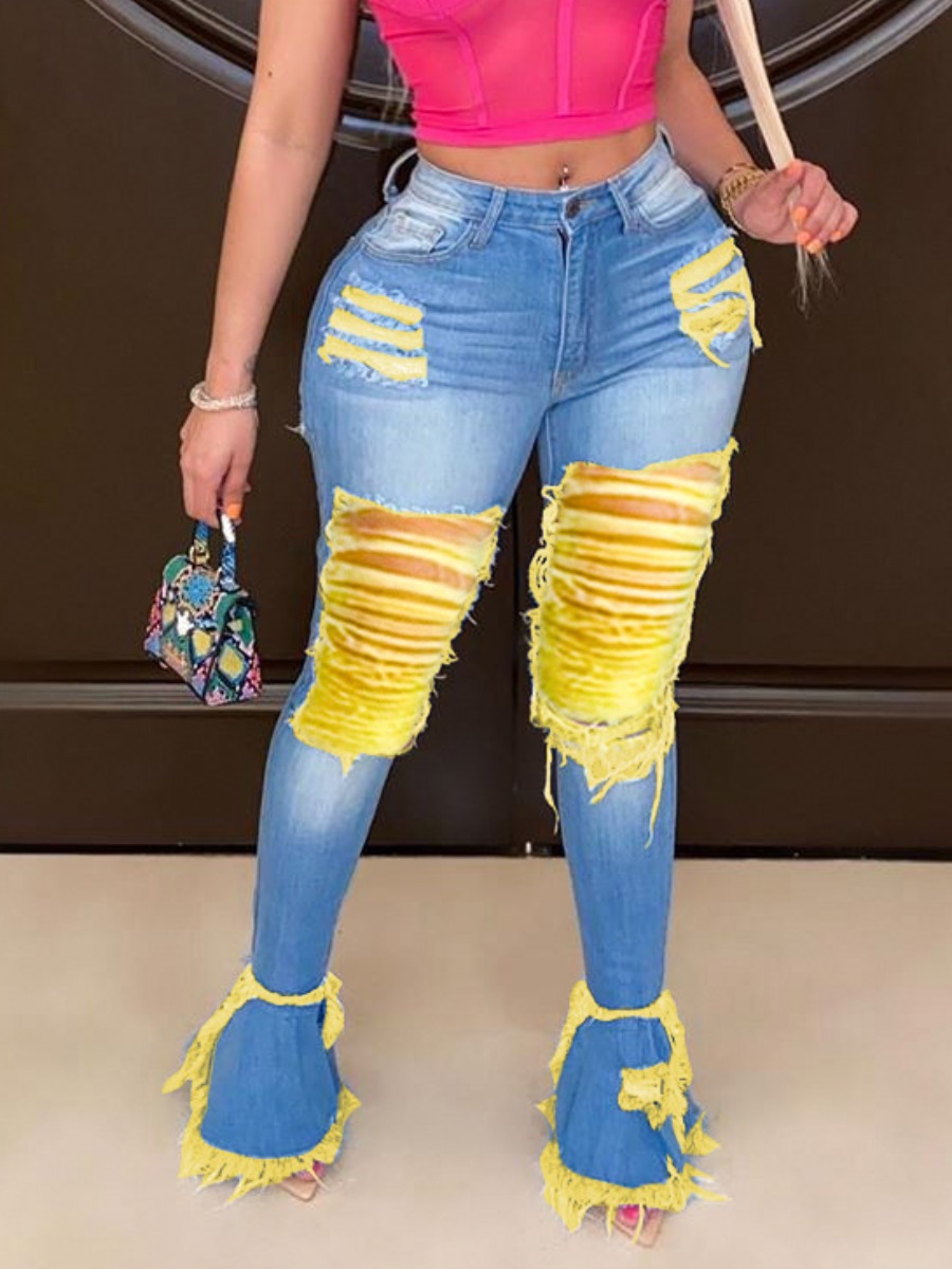 LW Ripped Solid Micro Elasticity Jeans