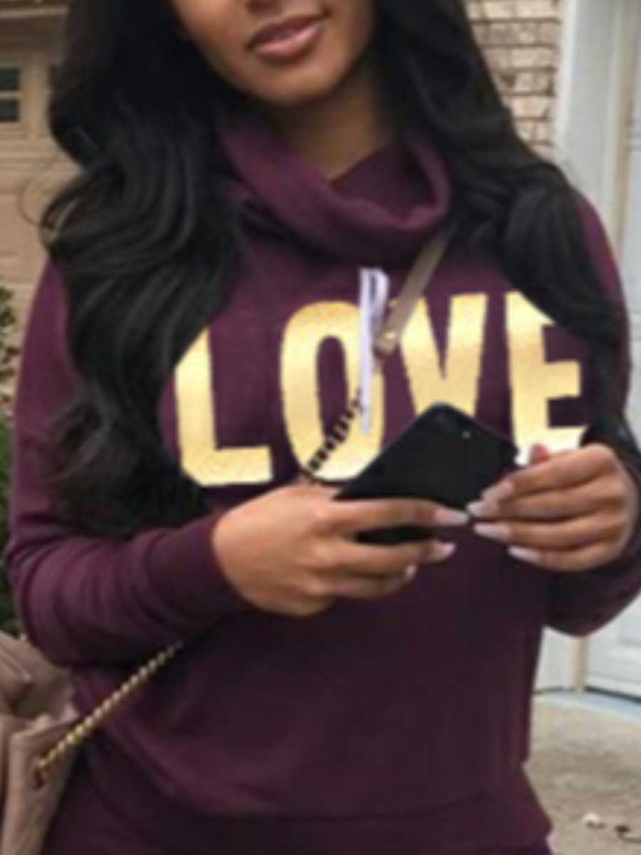 LW None Letter Print Hoodie