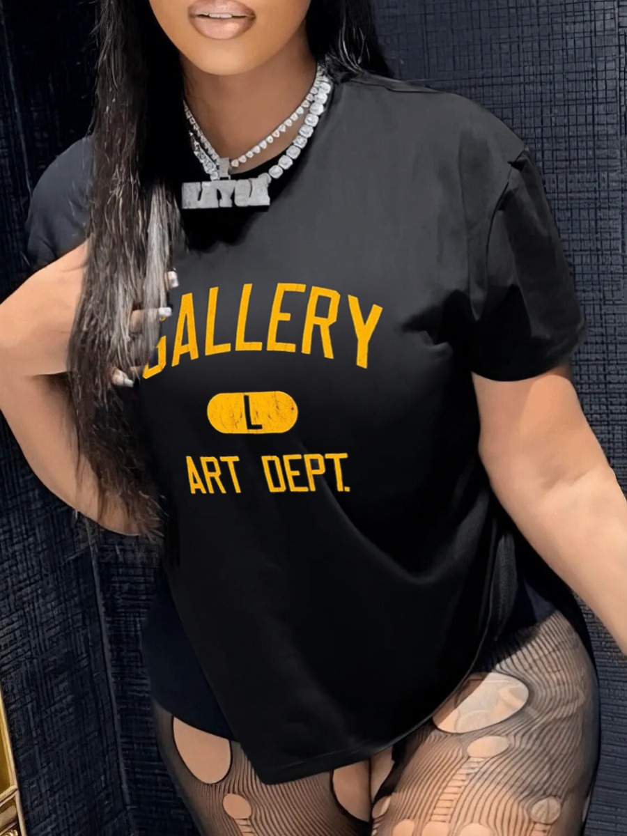 LW Pattern Letter Print Positioning T-shirt