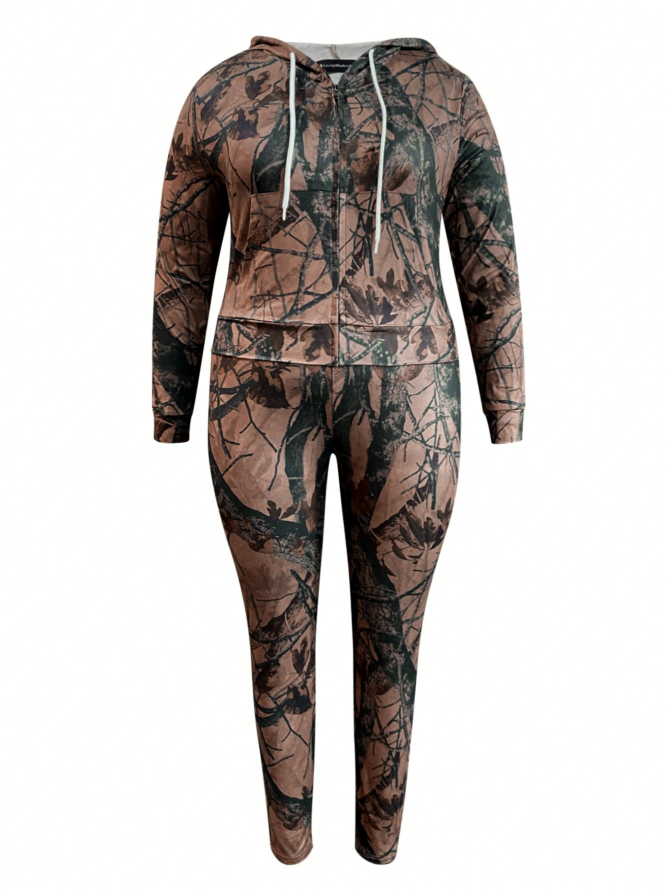 LW Plus Size Pocket Design Mixed Print Two-piece P